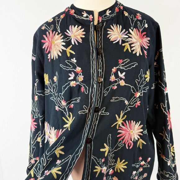 More by Lata | Embroidered Cardigan Cotton Button Up | Sz L - Picture 2 of 8